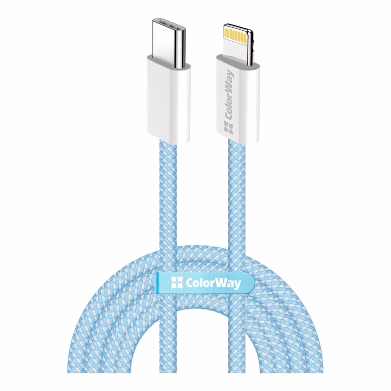 Дата кабель USB-C to Lightning 1.0m 27W blue ColorWay (CW-CBPDCL061-BL)