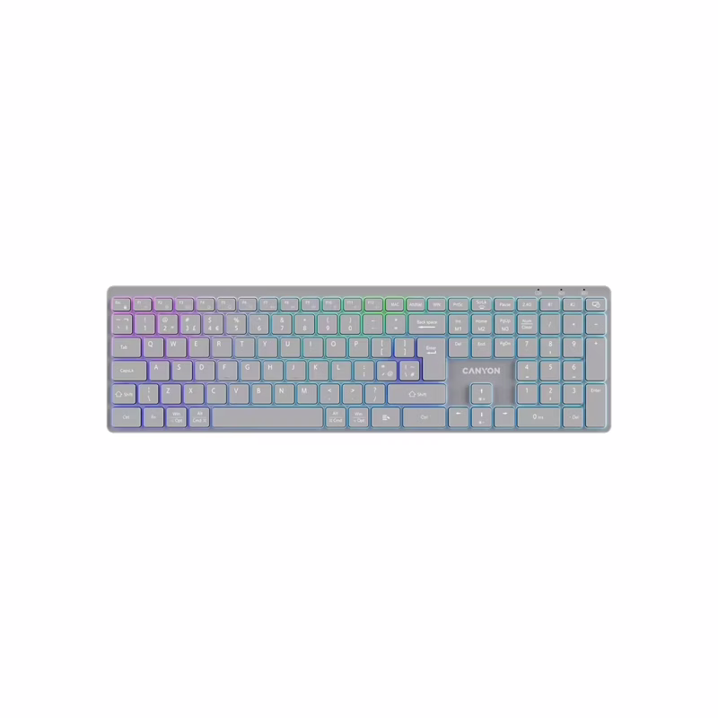 Клавіатура Canyon HKB-W11 Slim Dual Mode Wireless/Bluetooth RGB UA Grey (CNS-HBTK11G)