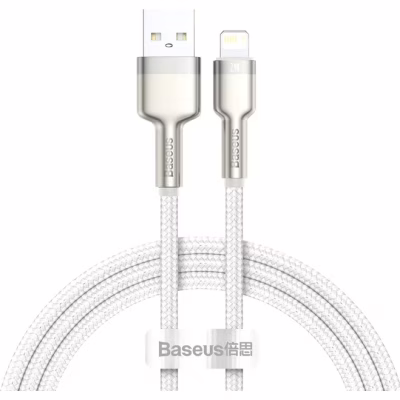Дата кабель USB 2.0 AM to Lightning 2.0m Cafule Series Metal 2.4A White Baseus (CALJK-B02)