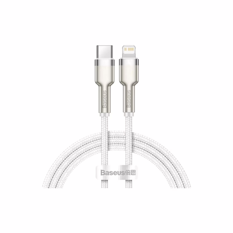 Дата кабель USB-C to Lightning 2.0m Cafule Metal PD 20W white Baseus (CATLJK-B02)