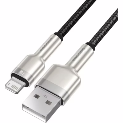 Дата кабель USB 2.0 AM to Lightning 1.0m Cafule Metal 2.4A black Baseus (CALJK-A01)
