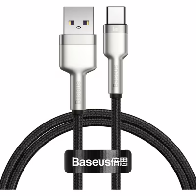 Дата кабель USB 2.0 AM to USB-C 1.0m Cafule Metal 66W black Baseus (CAKF000101)