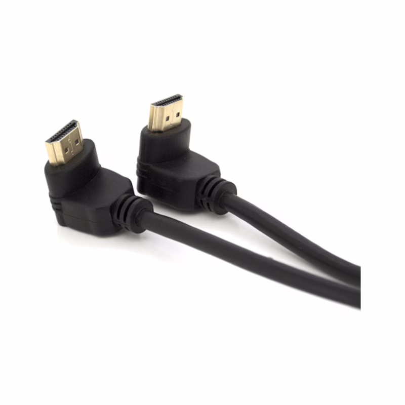 Кабель мультимедийный HDMI M to HDMI M 1.0m V1.4 90° corner black Merlion (YT-HDMI-1.0m/90°-90°)