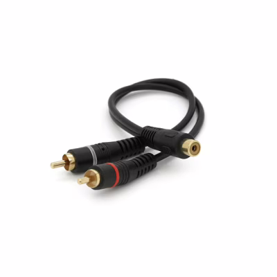 Кабель мультимедійний 1xRCA F to 2xRCA M 0.2m black Voltronic (YT-RCA(F)/2хRCA(M)-0,2CuB)