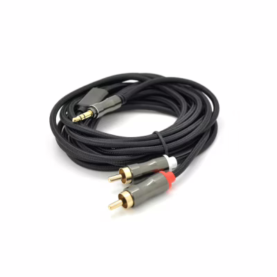 Кабель мультимедійний 3.5mm M to 2xRCA M 3.0m black VEGGIEG (YT-AR2-3)