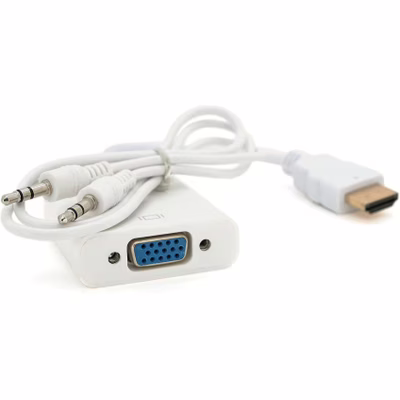 Перехідник HDMI M to VGA F + Audio 0.1m 4K/2K white Voltronic (YT-C-HDMI(M)/VGA(F)+AUX-W)