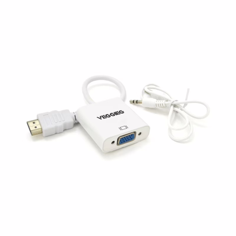 Переходник HDMI M to VGA F + Audio 0.25m white VEGGIEG (YT-C-H-V2W)