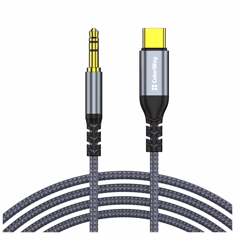 Кабель мультимедийный USB-C to 3.5mm M 1.2m gray ColorWay (CW-CBPDJ071-G)