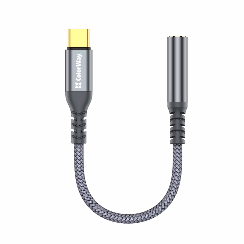 Перехідник USB-C to 3.5mm F 0.14m gray ColorWay (CW-AD-CJ)