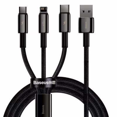 Дата кабель USB 2.0 AM to Lightning + Micro 5P + Type-C 1.5m 3.5A black Baseus (CAMLTWJ-01)