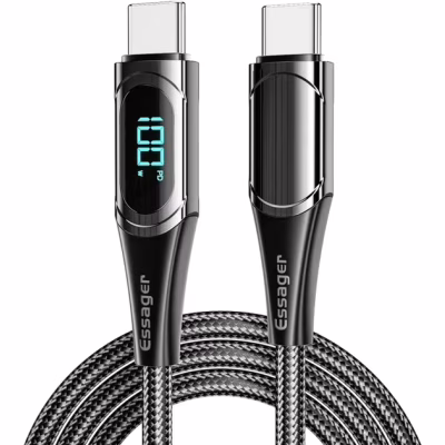 Дата кабель USB-C to USB-C 2.0m 100W Digital Display black Essager (ES-XCTT1-YDA01)