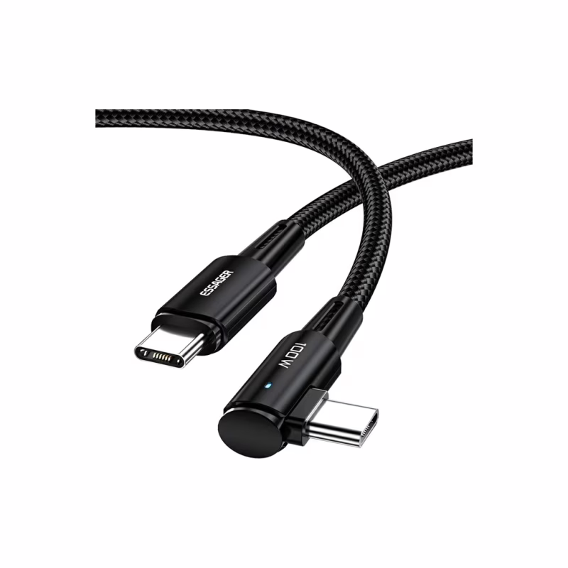 Дата кабель USB-C to USB-C 3.0m 100W 90° corner black Essager (EXCTT1-CGWTC01)