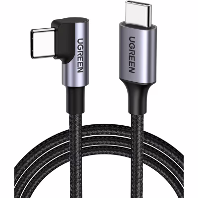 Дата кабель USB-C to USB-C 0.5m 3A 60W 90° corner US255 black/gray Ugreen (50122)