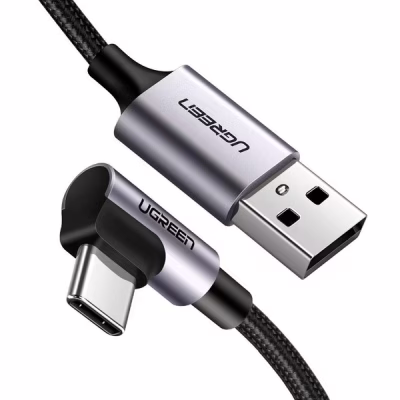 Дата кабель USB 2.0 AM to USB-C 0.5m 3A US284 90° corner black Ugreen (50940)
