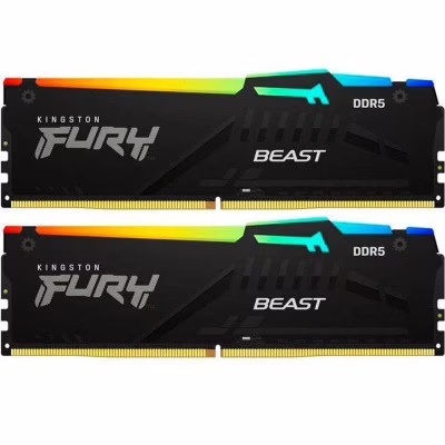 Модуль пам'яті для комп'ютера DDR5 64GB (2x32GB) 5200 MHz Beast RGB Kingston Fury (ex.HyperX) (KF552C40BBAK2-64)