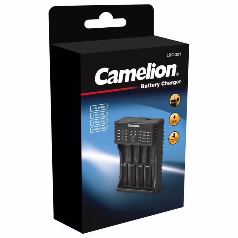 Зарядное устройство для аккумуляторов Camelion Univercal charger for Ni-MH 1.2V, Li-Fe 3.2V, Li-Ion 3.7 to 3.85V, Input DC 5V-2A (LBC-321)