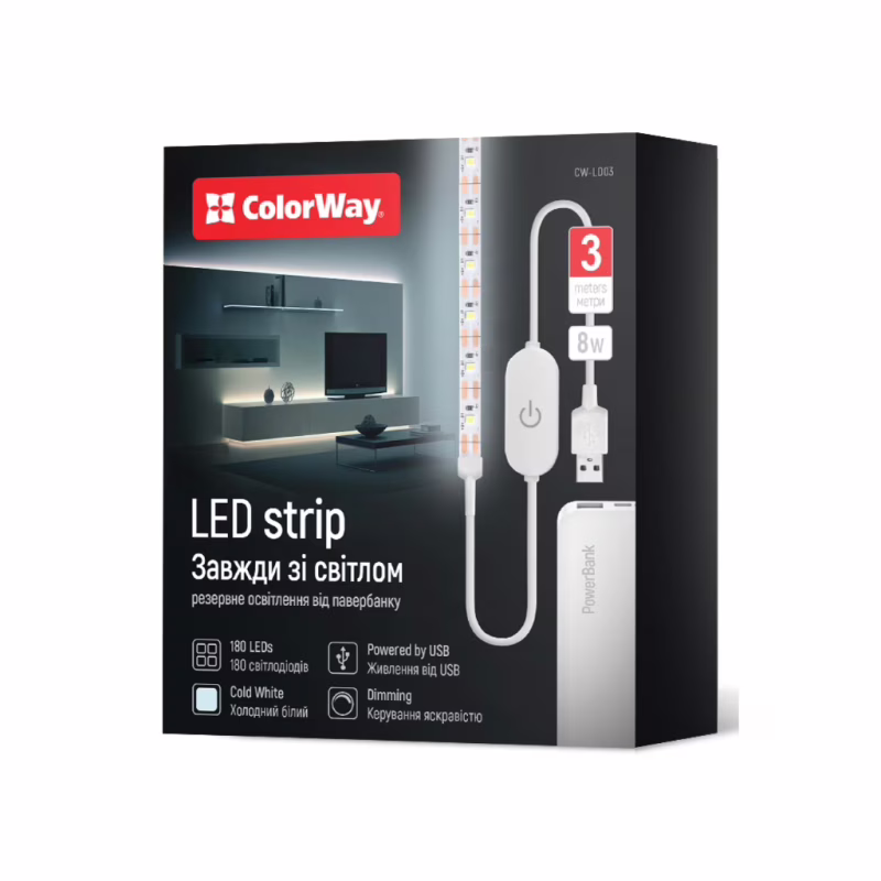 Світлодіодна стрічка ColorWay LED 3м з живленням від USB (CW-LD03)
