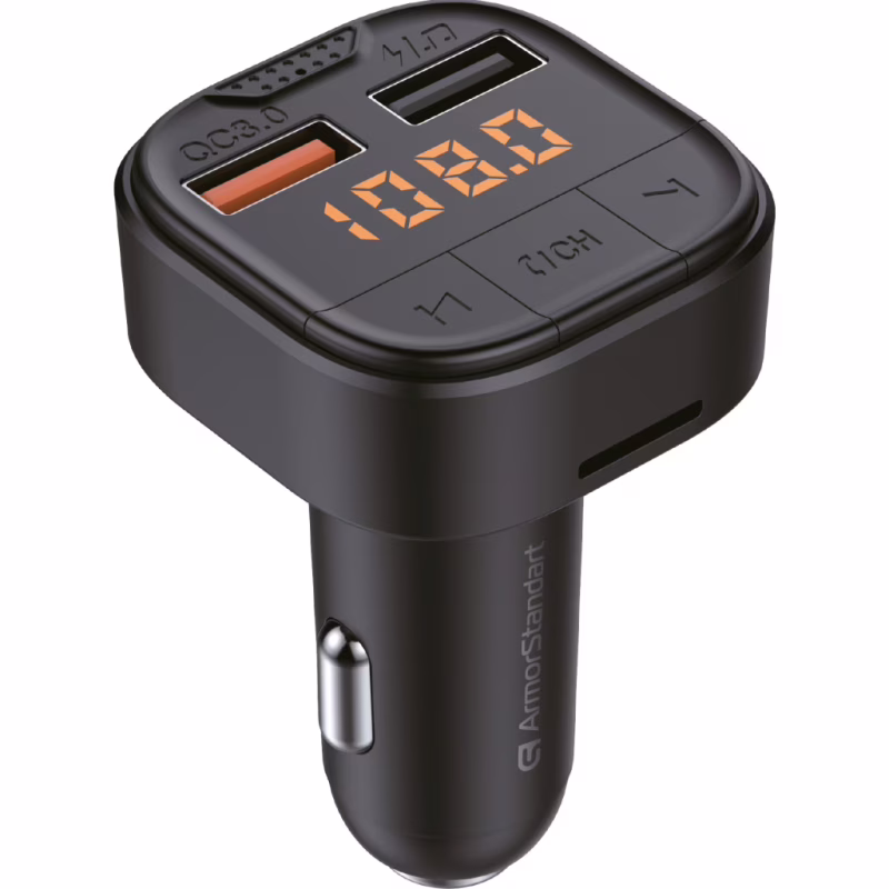 FM модулятор Armorstandart ASF1 18W QC3.0 2xUSB black (ARM82826)