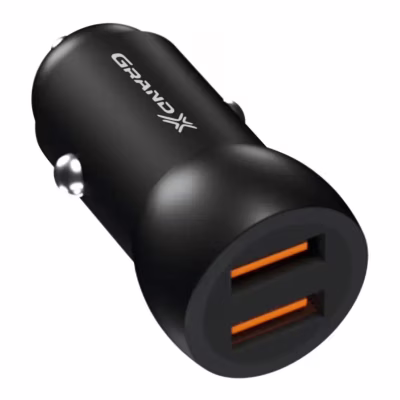 Зарядний пристрій Grand-X car 12-24V Black 2USB 5V/2.4A (CH-26/CH-26B)