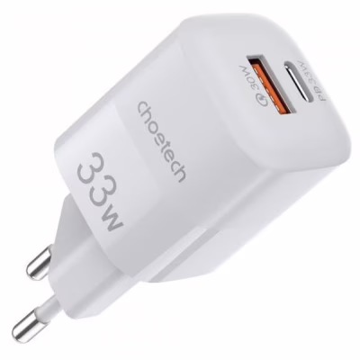 Зарядное устройство Choetech GaN USB-A/USB-C 33W QC3.0/PD/PPS (PD5006-EU-WH)
