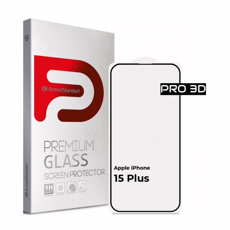 Скло захисне Armorstandart Pro 3D Apple iPhone 15 Plus Black (ARM68218)