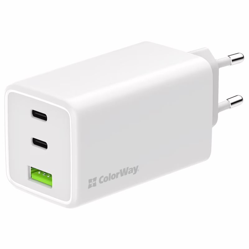 Зарядное устройство ColorWay C101B GaN Mini 100W PD PPS 2xUSB-C + USB-A white (CW-CHS061PD-WT)