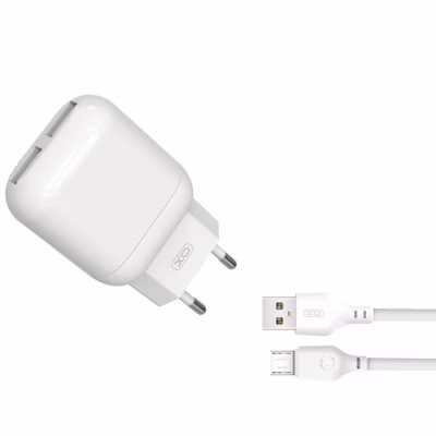 Зарядное устройство XO 2xUSB 2.4A + cable USB to Micro 5P white (L78-M-WH)