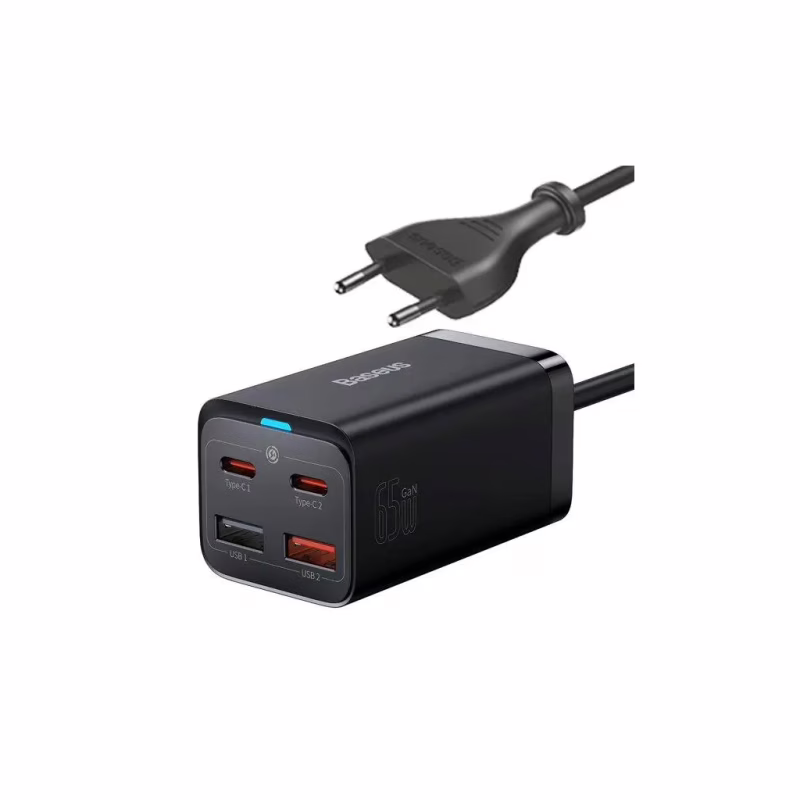 Зарядное устройство Baseus 2xUSB-C 65W + 2xUSB GaN + cable USB-C to USB-C 100W 1.0m black (CCGP040101)