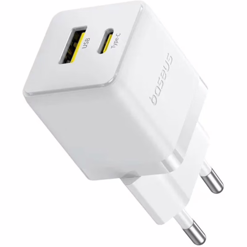 Зарядное устройство Baseus 1xUSB-C 30W + 1xUSB white (P1011160A213-00)