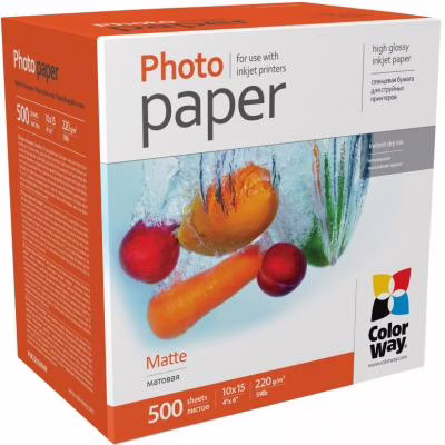 Фотобумага ColorWay 10x15, 220г, matte, 500л (PM2205004R)