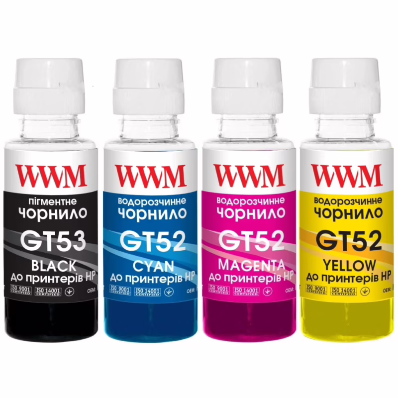Чернила WWM HP GT52/53, 4х100г (B/C/M/Y) для Ink Tank 115/315/319 (GT53SET)