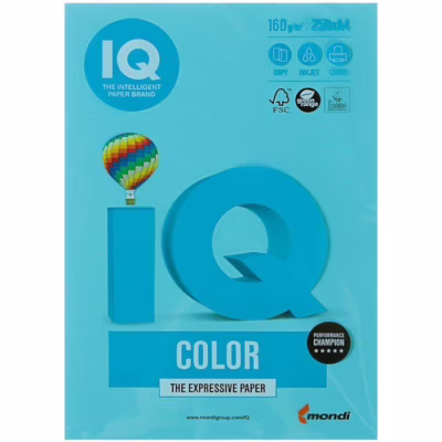 Папір Mondi IQ color А4 intensive, 160g 250sh Blue (MB30/A4/160/IQ)