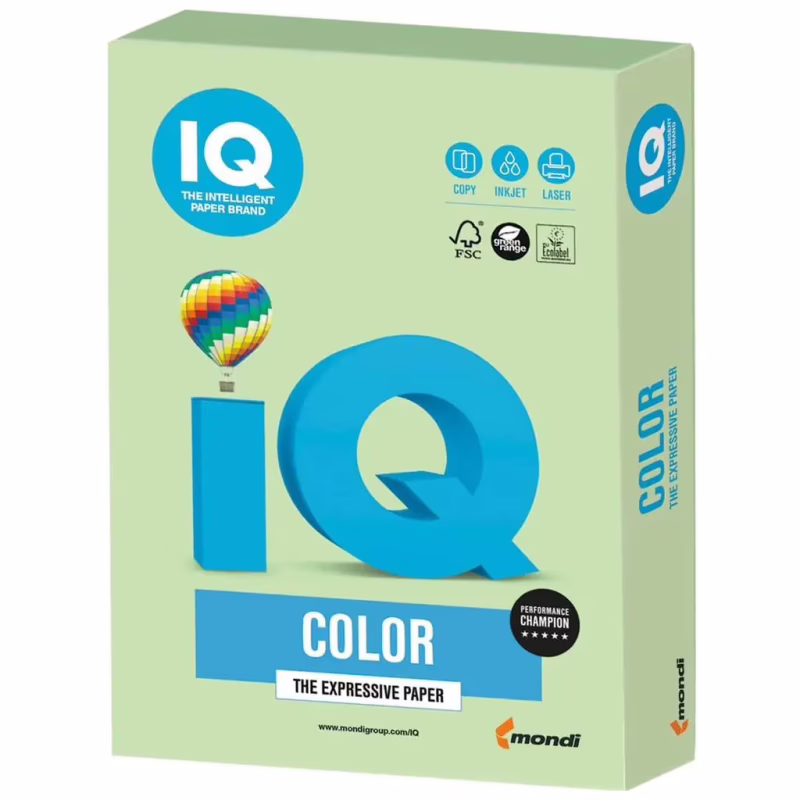 Бумага Mondi IQ color А4 pastel, 160g 250sh Green (MG28/A4/160/IQ)