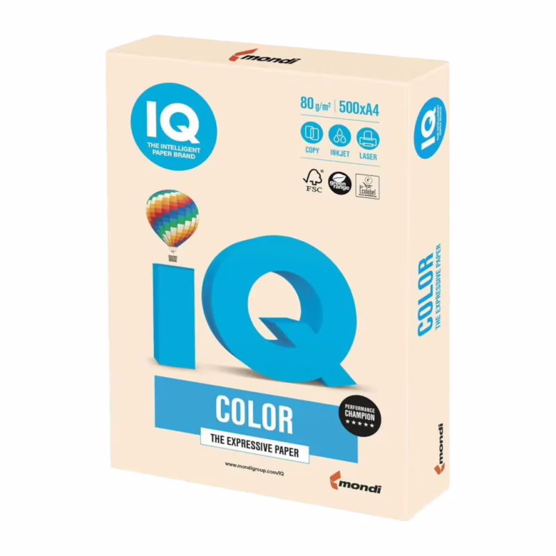 Папір Mondi IQ color А4 pastel, 80g 500sheets, Creamy (CR20/A4/80/IQ)