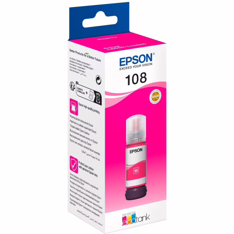 Контейнер з чорнилом Epson 108 EcoTank L8050/L18050 magenta (C13T09C34A)