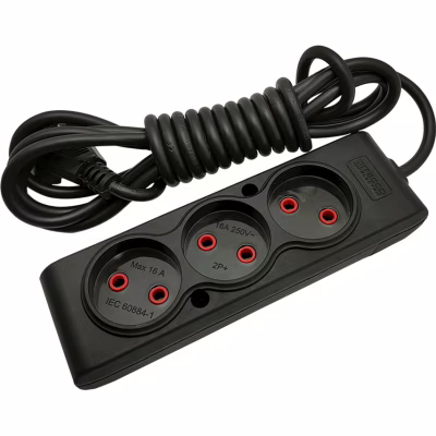 Мережевий подовжувач TECCO 3м 3 поста black (8681277843280)