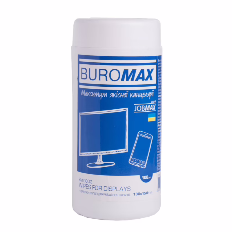 Салфетки Buromax JOBMAX Wet wipes for DISPLAYS 100pcs, tube (BM.0802)