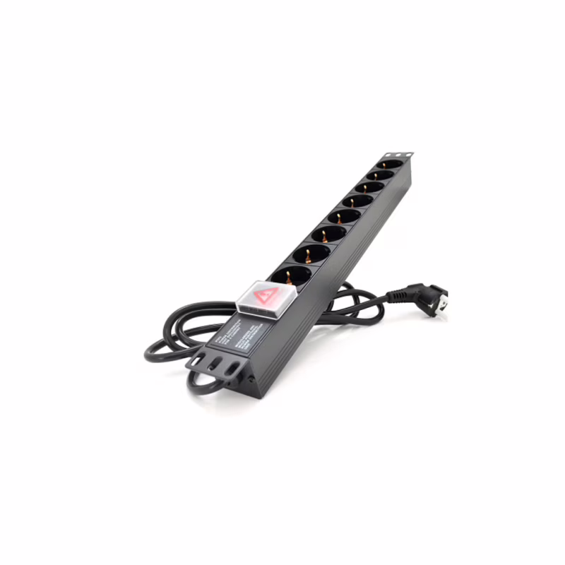 Силовий блок 19" 8 розеток, кабель 1.8м, вимикач, алюм. корпус PiPo (PP8PDUGR)