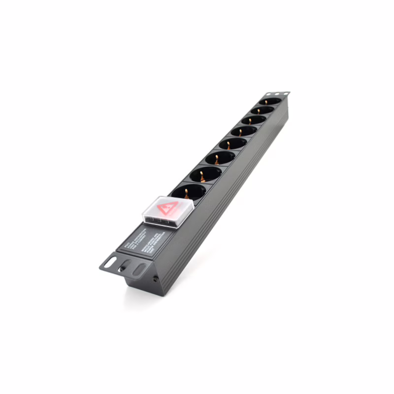 Силовий блок 19" 8 розеток, без кабеля, вимикач, алюм. корпус PiPo (PP8PDUGRC14)