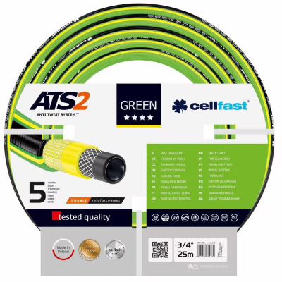 Поливочный шланг Cellfast GREEN ATS, 3/4", 25м, 5 слоев, до 30 Бар, -20…+60°C (15-120)