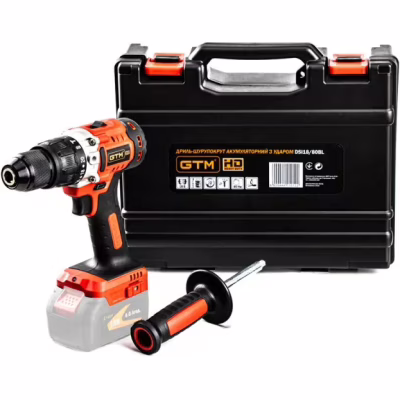 Шуруповерт GTM DSI18/80BL с ударом, 18В, 80Нм, 2ск (без АКБ и ЗУ) (DSI18/80BL_BARE TOOL)
