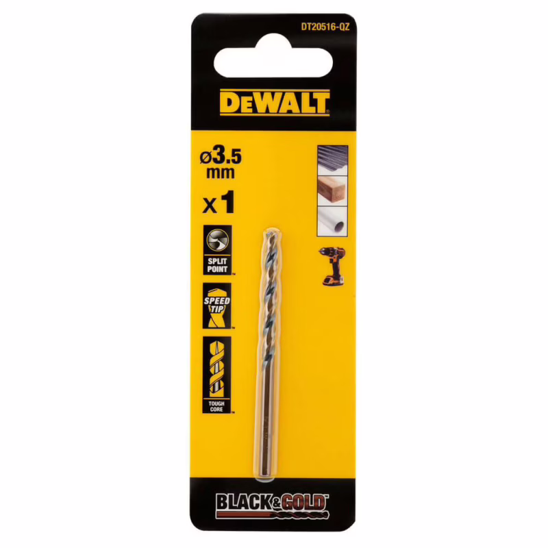 Сверло DeWALT по металлу Black & Gold,HSS-G, 3.5 х 70 х 39 мм (DT20516)