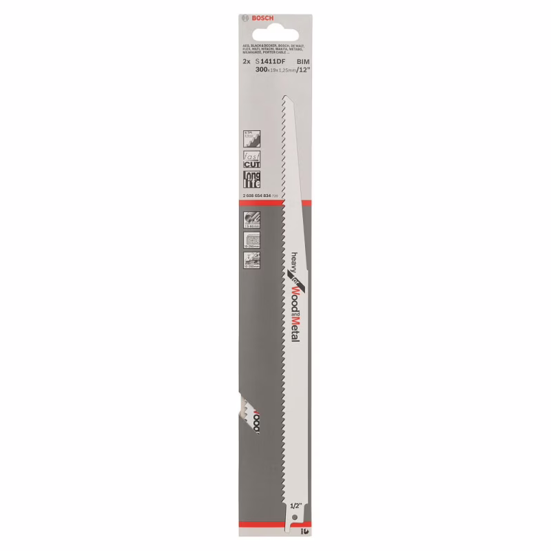 Полотно Bosch по дереву та металу, S 1411 DF, 6TPI, 2шт (2.608.654.834)