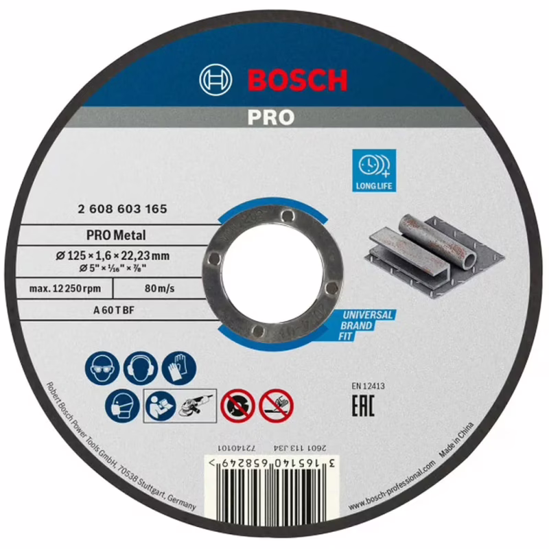 Круг відрізний Bosch Standard for Metal прямий 125х1.6мм (2.608.603.165)