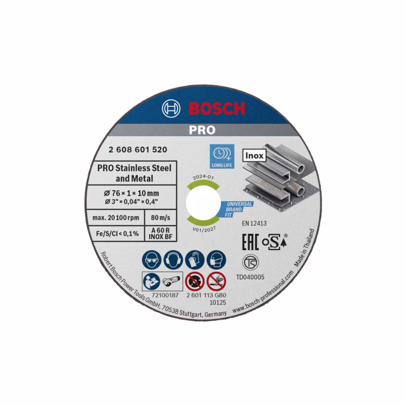 Круг отрезной Bosch Expert for Inox, 76х10х1мм, 5шт (2.608.601.520)
