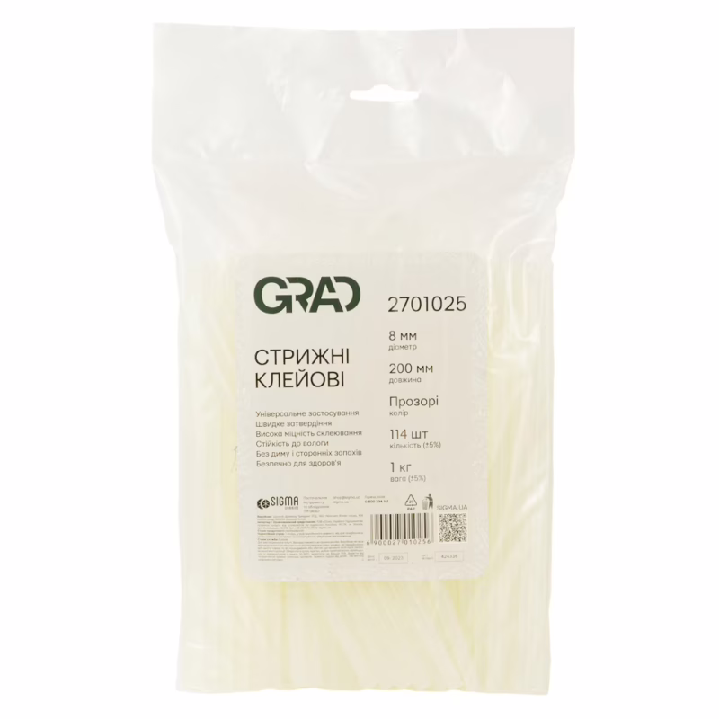 Клеевые стержни Grad 8×200мм 1кг прозрачные (2701025)