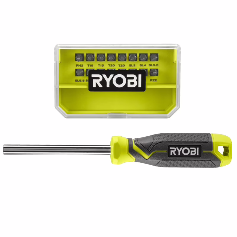 Отвертка Ryobi RHSDM1701, битодержатель 1/4", 100мм, 16 бит, SL, PH, PZ, Torx, кейс (5132006050)