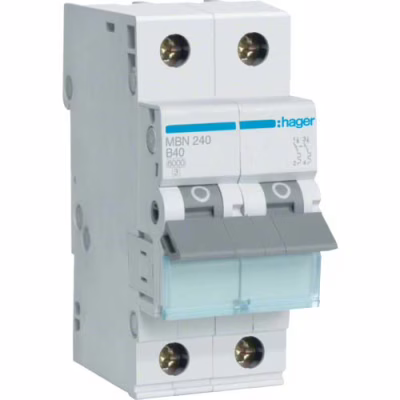 Автоматичний вимикач Hager 2-п. B 40A (6kA) 2M (B) (MBN240)