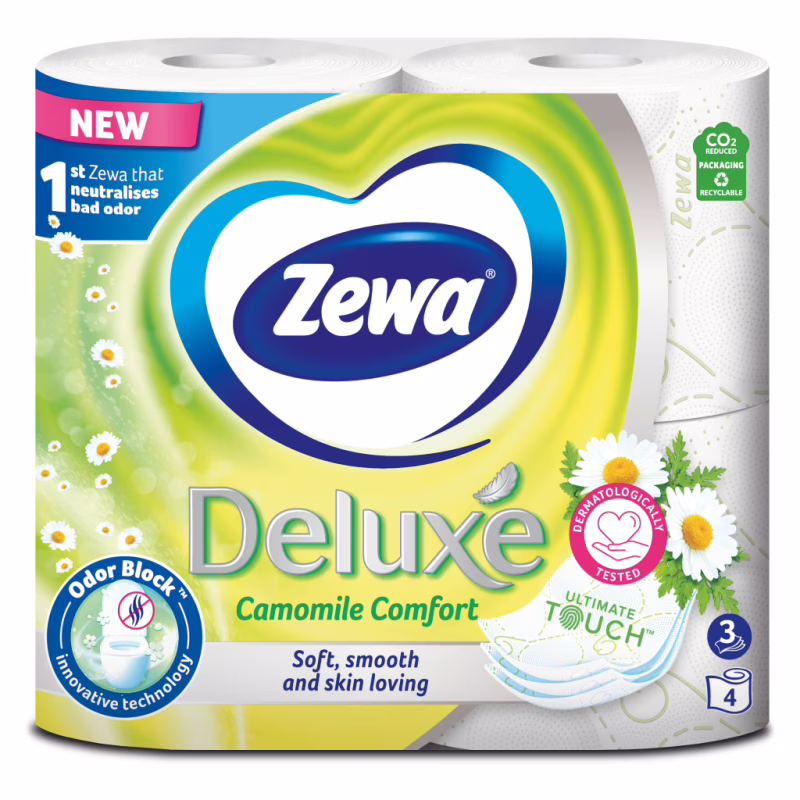 Туалетний папір Zewa Deluxe Ромашка 3 шари 4 рулони (7322540060133)
