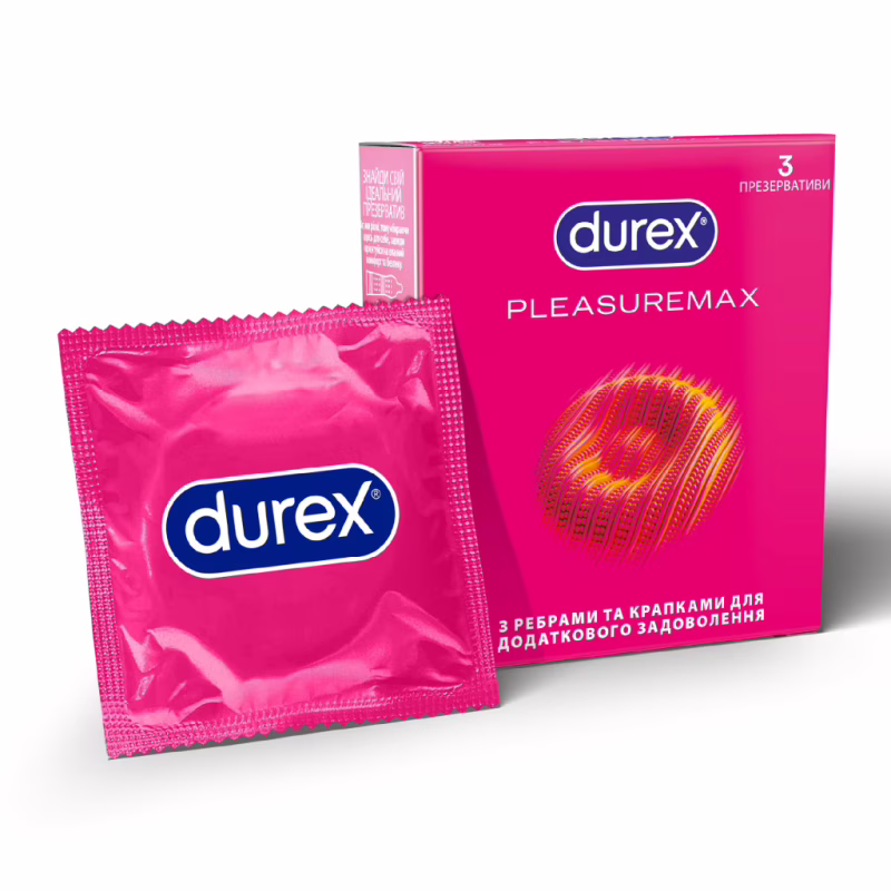 Презервативи Durex Pleasuremax з силіконовою змазкою з ребрами та крапками 3 шт. (5038483203989)